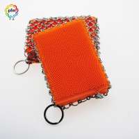 New Design Silicone Stainless Steel Chainmail Cast Iron Cleaner / Kitchen Brush Scrubber