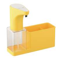 Kitchen dish soap scrubbers brushes and sponge holder with automatic soap dispenser for kitchen sink